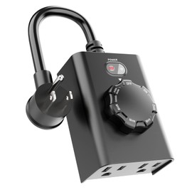 Outdoor Timer Outlet for Light with Dusk to Dawn Sensor Timer, Outdoor Light Timers for Electrical Outlets Waterproof 2 Grounded Outlets for Holiday Decor String Lights, ETL FCC Certified