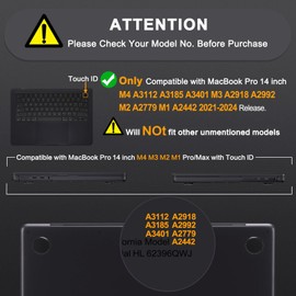 MOSISO Compatible with MacBook Pro 14 inch Case 2025-2021 M4 M3 M2 M1 A3112 A3185 A3401 A2918 A2992 A2779 A2442, Ultra-Thin Natural Original Color Plastic Hard Shell&Keyboard Cover, Space Black