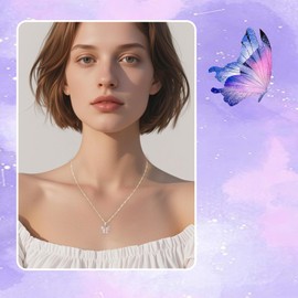 AzureRay Acrylic Butterfly Necklace for Girls - Adjustable Necklace with Colourful Pendant, Acrylic, No Gemstone