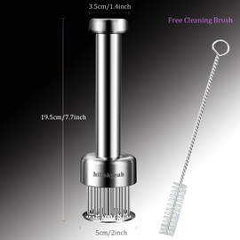 Stainless Steel Meat Tenderizer with Needle Blades, Dishwasher Safe Kitchen Tool for Beef, Pork and Chicken