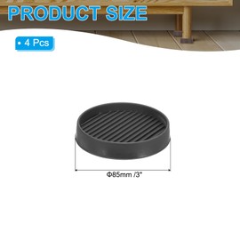 PATIKIL 3" Round Rubber Furniture Pad, 4 Pack Non Slip Caster Cups Anti Skid Floor Protectors for Furniture Feet Bed Couch Chair Table Stopper, Black