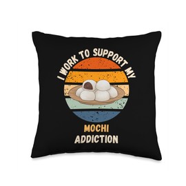 Vintage I Work To Support My Mochi Addiction Food Lover Throw Pillow