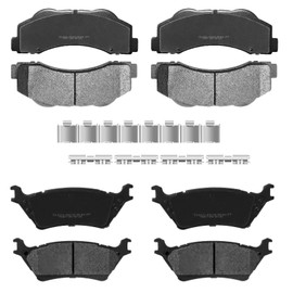 YxpBrake Ceramic Brake Pads Front and Rear Fit for Ford F-150 2012-2014 Replacement Parts with Hardware Kits