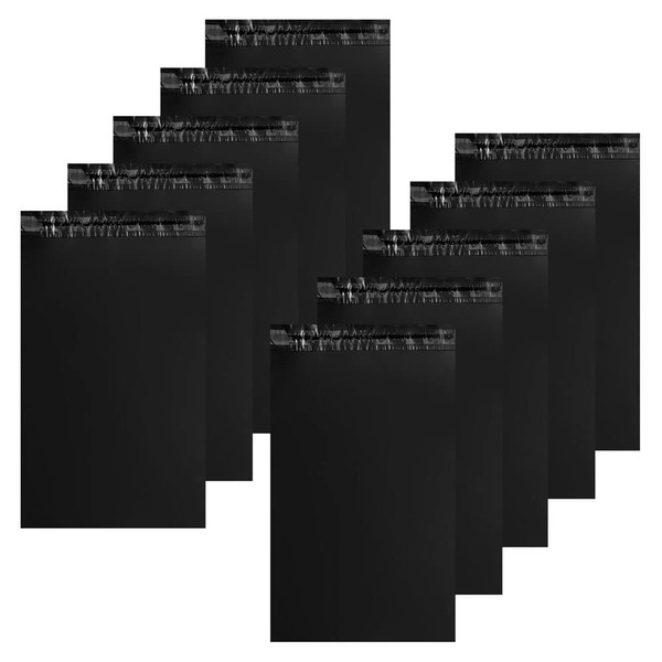 10 Black Plastic Opaque Mailing Envelopes 25x35cm - Heavy Duty