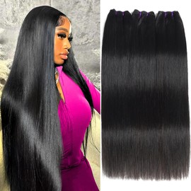 Beauty Queen 16A Straight Bundles Human Hair 16 18 20 Inch 100% Unprocessed Weave 3 Bundles Thick Brazilian Remy Hair Extensions for Women Natural Color