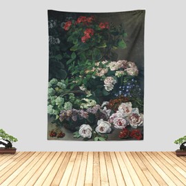 Chitteri Oscar-Claude Monet - Tapiz colgante de flores de primavera (1864) de poliéster para decoración del hogar
