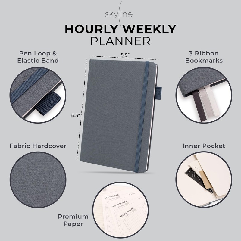 Skyline Hourly Weekly Planner – Undated Agenda & Daily Appointment
