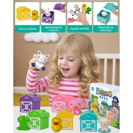 TOBLEC 10 Juguetes para Animales de Granja Montessori contando,Set , Clasificar y Emparejar – Juguete de Aprendizaje Temprano para Niños y Niñas de 3 Años，Juegos Deportivos Finos