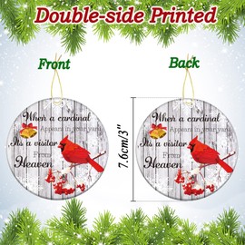 Cardinal Christmas Ornaments Christmas in Heaven Ornament in Memory of Loved One Red Cardinal Bird Gift for Loss Christmas Tree Decorations 3''