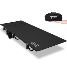 OuterSpa Portable Camping Cot, Sleeping Cots for Adults, Ultralight Backpacking Cot, Compact, Collapsible, Easy Set-Up, Supports 500lbs, Lightweight Camp Cot for Adults, Camping, Outdoors and Home - Color: Black