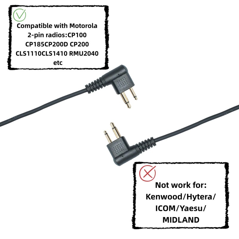 LYWBETOP CP200 Walkie Talkie Earpiece Headset with PTT Mic,2Pin (D-Shape)