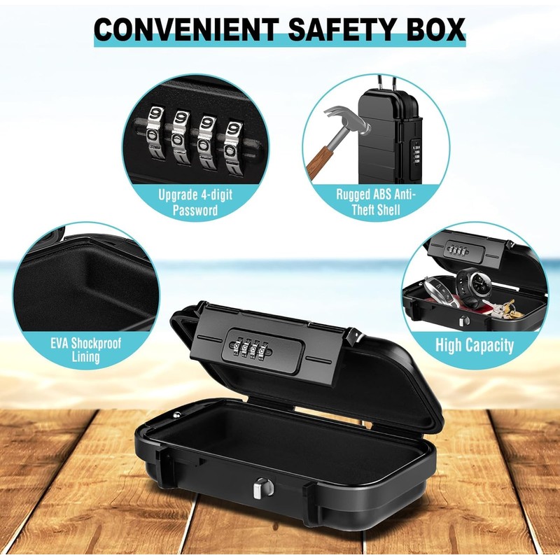 temracha Portable Lock Box, Combination Security Case LockBox with Code,