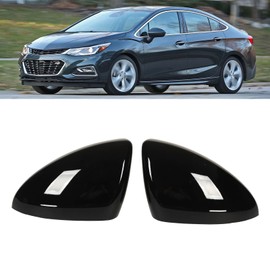 2Pcs Door Mirror, Cap Left Right Glossy Black Rearview Covers Caps for Chevy Cruze Models Cover Replacement 2017‑2019 Housing 20172019 Rear View Wing