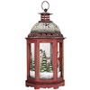 Christmas Lantern Snowman Red Hexagonal Hanging or Standing