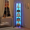 TUTOTAK Corner Shelf with LED Light, 6-Tier Corner Bookshelf for