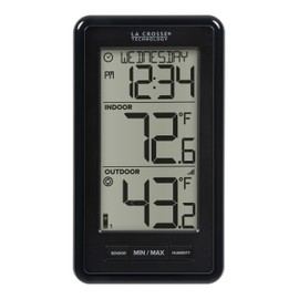 La Crosse Technology 308-43647-INT Digital Black Wireless Thermometer with Indoor Humidity, LCD