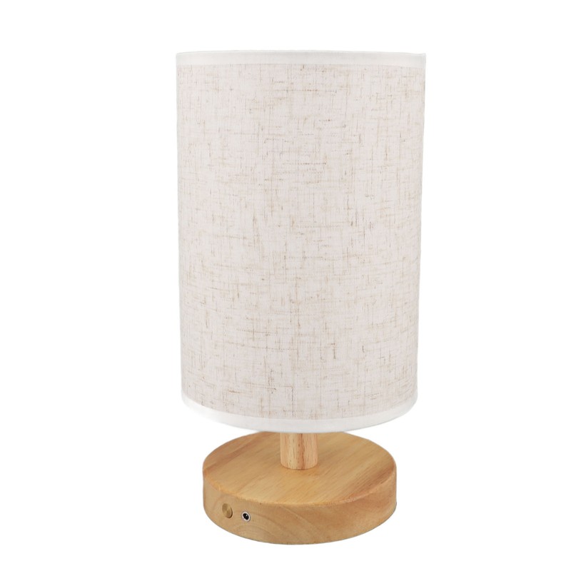 LED Bedside Lamp Touch Control Wood Nightstand Lamp Desk Cabinet