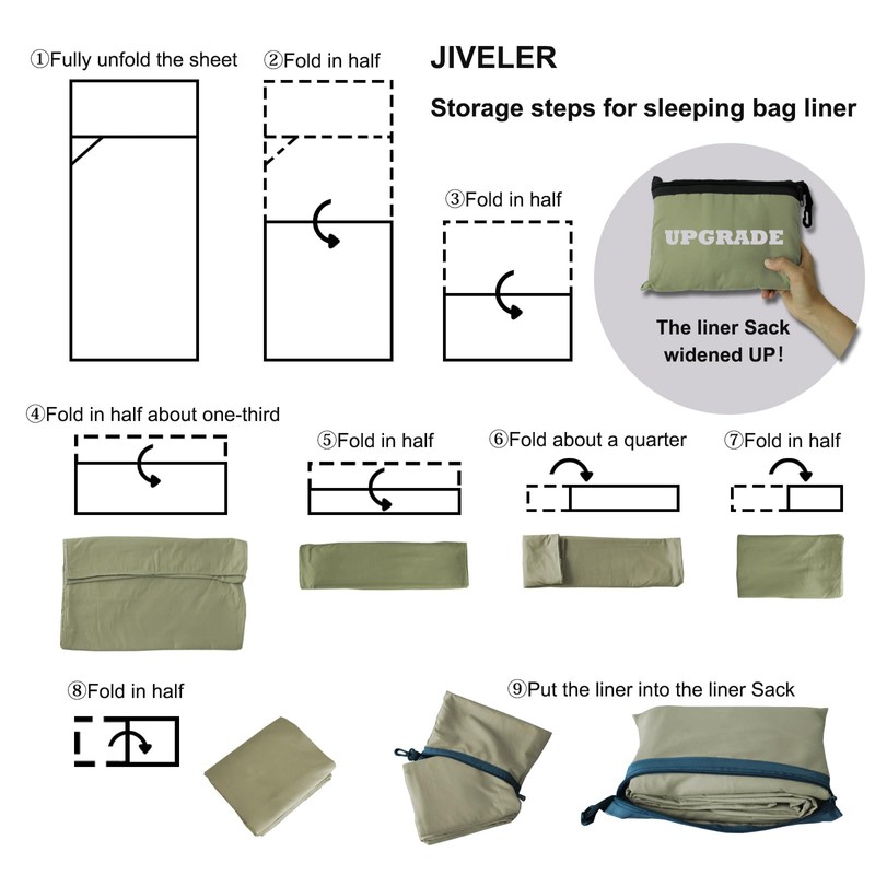 JIVELER Lightweight Inner Shruff, Zipper, Sleeping Bag Included, Storage Bag,