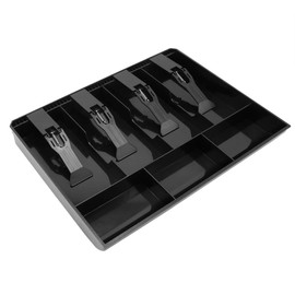 Cash Register Drawer Insert Tray with 4 Bill/3 Coin Compartments for Money Storage, Black