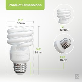 Xtricity Compact Fluorescent Light Bulb T2 Spiral, E26 Base, 9W (40 Watt Equivalent), 4100k Cool White, 540 Lumens, CFL, 120V - UL Listed, (2 Pack)