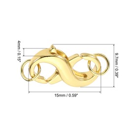 PATIKIL Double Lobster Clasp, Necklace Clasps and Closures Necklace Extender Copper with Ring for DIY Jewelry Repair Kit Bracelet Closing, Golden