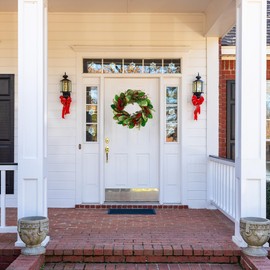 AMF0RESJ Artificial Christmas Wreaths for Front Door Christmas Magnolia Wreath with Green Gold Magnolia Leaves,Pine Cones,Berry for Front Door Indoor Outdoor Farmhouse Porch Window Home Decor