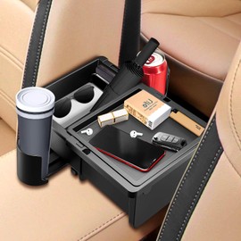 Tueou Car Seat Organizer-Backseat Passenger Seat Organizer with 2 Cup Holders,Organizers and Storage Back Seat Front Seat Tissue Storage Box for Cars Trucks Suvs Vans