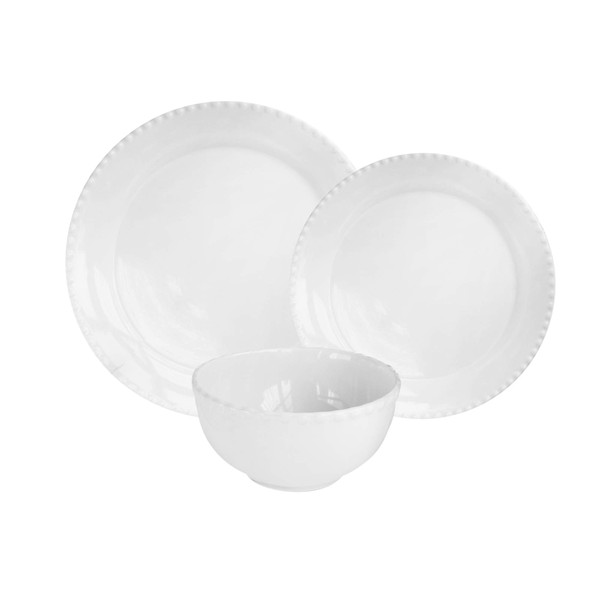 American Atelier Hamilton Beaded Casual Round Dinnerware Set – 12-Piece