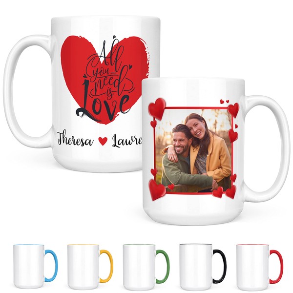 Custom Valentines Day Mug with Quote & Couple's Photo within