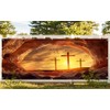 7X8ft Easter Tomb Backdrop Fabric Resurrection of Jesus Christ Cross