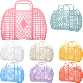 Tatuo 8 Monederos de Gelatina Bolsas de Cesta de Gelatina Bolsa de Playa de Verano Reutilizables de Plástico (Colorido)