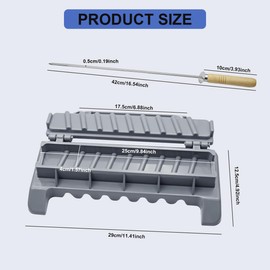 PAXLINSEN Large Kebab Maker Plastic Press with 6 Stainless Steel Skewers and 1 Peeler, Kabob Skewers Barbecue Machine Maker Mold, Portable Easy to Use Kebabs Essential Grilling Tool (Grey)