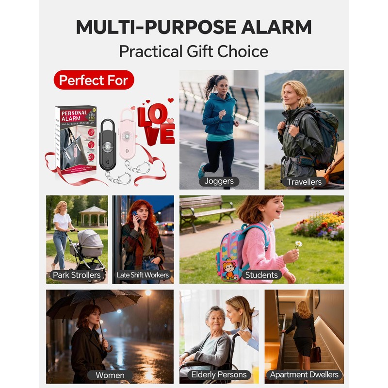 Safe Sound Personal Alarm, 2 Pack 130 dB Loud Siren