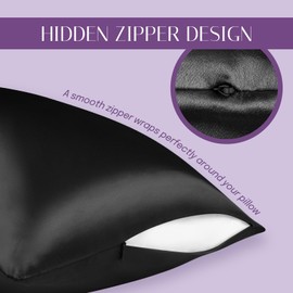 OLESILK Silk Cushion Cover Hair and Skin Care with Hidden Zip 19 Momme 1 Piece Black 50 x 70 cm