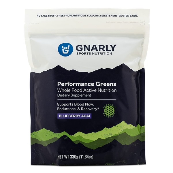 Gnarly Nutrition, Performance Greens Superfood Powder to Support Performance and Recovery, Blueberry Acai, 11.64 Oz (30 Servings)