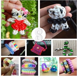 600pcs S Clips, Rubber Band Clips Plastic Connectors Refills Kit Clip for Loom Bracelets, Crafts Making. (Clear)