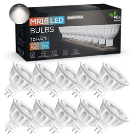 ALEXPEX Dimmable MR16 LED Bulbs, 5000K Daylight 500LM Bright(50W Equivalent), 40-Degree, AC/DC 12V GU5.3 Bi-Pin Base Bulbs for Indoor/Outdoor Landscape Spotlight Track Recessed Lighting, 10 Pack