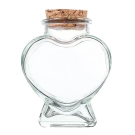 Zhuluck Empty Mini Glass Heart-Shaped Bottles with Cork Stoppers, Decorative Glass Bottles with Cork Lid for DIY Art Crafts Projects Decoration Party Supplies, Decorative Bottles (50ml)