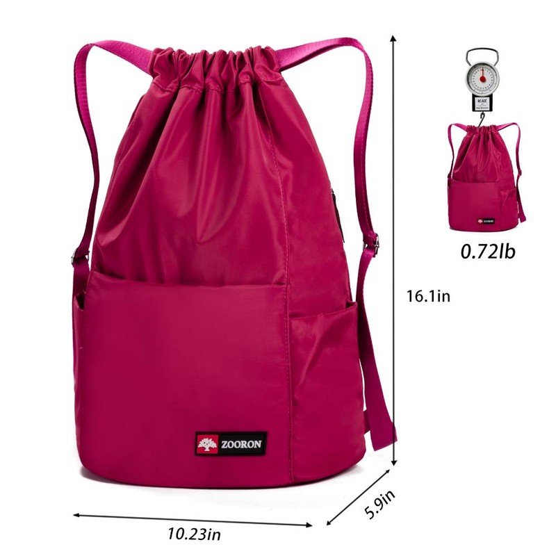 ZOORON Waterproof Drawstring Gym Backpack Bag for Men & Women,