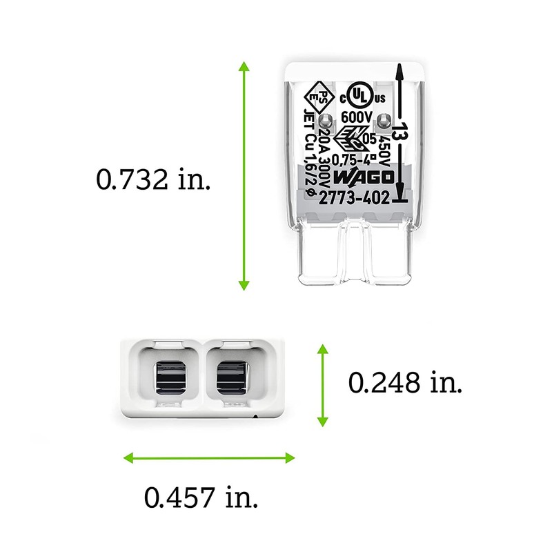 WAGO 2773-402 Wall-Nuts Push Wire Connectors - 2 Conductor -