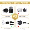 Figame 2 Pack 3 Prong Lamp Socket to Plug Adapter,