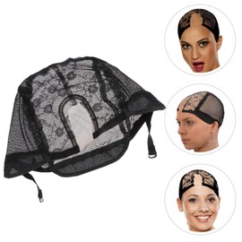 U Shape Lace Wig Caps For Making Wigs And Hair Weaving Stretch Adjustable Wig Cap For Making Wig (Black)