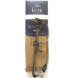 ICU Eyewear Men's Atherton Semi Rimless Reading Glasses (Gun, 1.25)