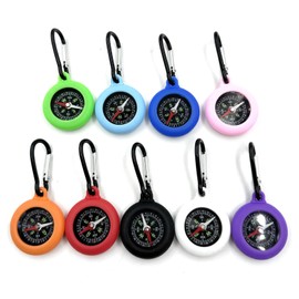 Ylinwtech Pack of 9 Mini Carabiner Compass, Compas Outdoor Compass with Carabiner Hook, Compass Children, Pendant for Outdoor Holiday Camp, Camping, Hiking, Travel