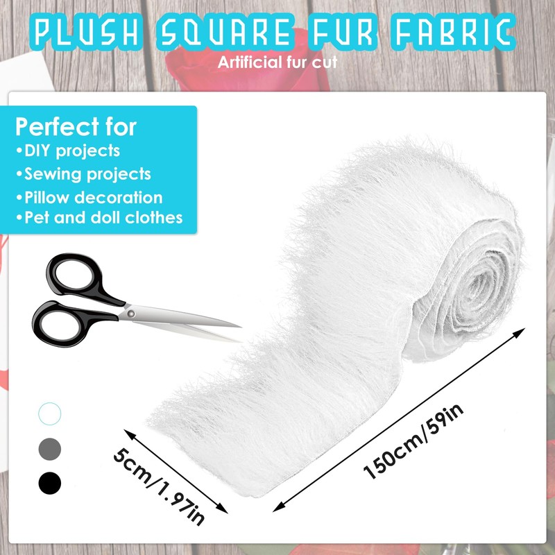 WLLHYF Faux Fur Fabric Precut Strips 2x60 inch Shaggy Plush