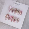 [Premium Nails] Lovely Pink Stone Handmade Nail Tips - Oval
