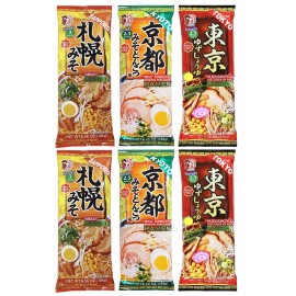 Ituski Japanese Ituski Instant Ramen Variety 6 Pack (Kyoto Tonkotsu,Yuzu Shoyu & Miso)