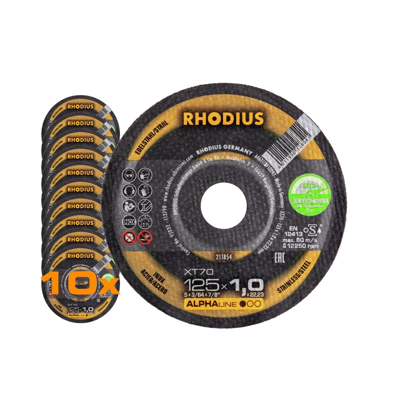 Rhodius Extra-Thin Stainless Steel Cutting Discs, XT70, Diameter 115 /