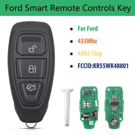 Heart Horse 3 Tasten Ersatzschlüssel Gehäuse der Fernbedienung Auto Schlüsselgehäuse für Fiesta Focus Mondeo Kuga B-max S-Max mit 433Mhz 4D63 Chip, Mondeo Ersatz Klappschlüssel, Focus Fernbedienung