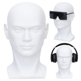 Male Mannequin Head Professional PVC Manikin Head for Display Wigs Hats Headphone Mask Sunglasses Scarf Jewelry Display Stand (White Matte)